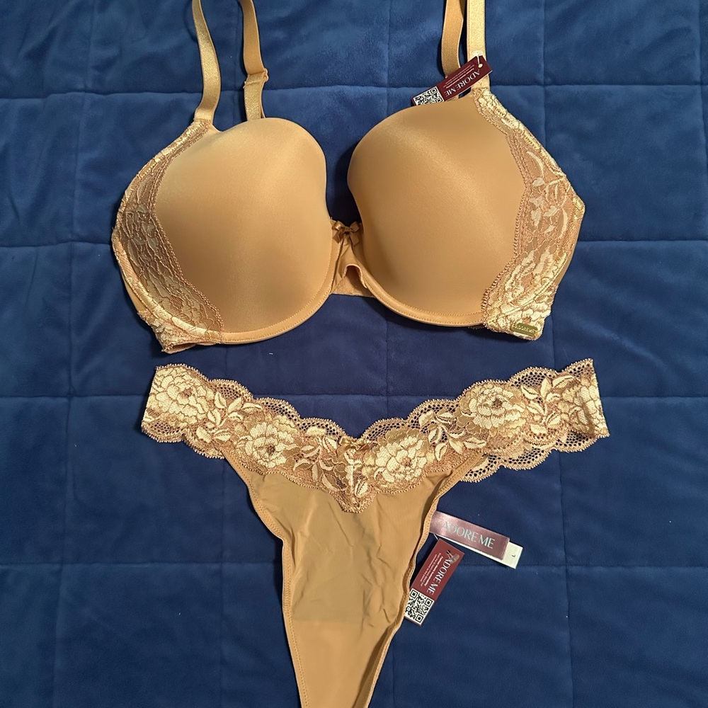 Adore Me Beige Lace Bra Intimates & Sleepwear